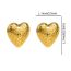 Fashion Gold Brass Embossed Heart Stud Earrings