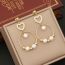 Fashion 4# Round Stainless Steel Round Pearl Beaded Round Earrings With Diamonds