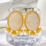Fashion Gold Alloy Round Resin Portrait Pearl Earrings