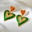 Fashion Green Alloy Diamond-drip Love Love Earrings
