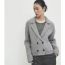 Fashion Grey Polyester Knitted Lapel Buttoned Jacket