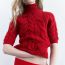 Fashion Red Belted Knitted Sweater