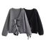 Fashion Black Sequined Bow-embellished Sweater Cardigan