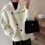 Fashion Black Faux Mink Knitted Jacket With Large Lapel