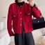 Fashion Black Contrast Knitted Buttoned Jacket