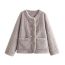 Fashion Grey Imitation Mink Pit Striped Double-breasted Jacket