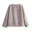 Fashion Grey Imitation Mink Pit Striped Double-breasted Jacket