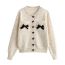 Fashion White Cashmere Printed Knitted Cardigan Jacket
