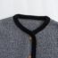 Fashion Grey Crew Neck Paneled Knitted Buttoned Sweater Jacket