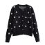 Fashion Red Polka Dot Jacquard Crew Neck Knitted Sweater Cardigan