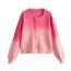 Fashion Pink Bright Silk Gradient Square Neck Sweater Cardigan