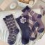 Fashion Blue-purple Color Cotton Printed Mid-calf Socks