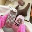 Fashion Pink Cotton Printed Mid-calf Socks