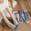 Fashion Blue Cotton Printed Mid-calf Socks
