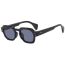 Fashion Transparent Gray And White Film Square Polygon Sunglasses With Rice Nails