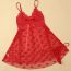 Fashion Red Mesh Love Printed Suspender Nightgown