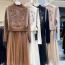 Fashion Brown Spandex Sweater Mesh Knee-length Dress Knitted Vest Two-piece Set