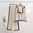 Fashion Off White Spandex Knitted Double-breasted Sweater Wide-leg Pants Suit