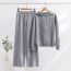 Fashion Light Blue Spandex Embossed Hooded Sweater Wide-leg Trousers Set