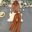 Fashion Camel Spandex Hooded Striped Long-sleeved Sweater High-waisted Wide-leg Pants Suit