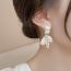 Fashion Gold Copper Diamond Pearl Petal Earrings