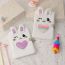 Fashion Rainbow Hearts Plush Rabbit Children's Lockable Notebook