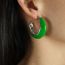 Fashion Green Titanium Steel Oil-drip Round Earrings
