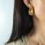 Fashion Gold Titanium Steel Glossy Water Drop Earrings