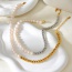 Fashion Gold Titanium Steel Pearl Bead Necklace (6mm)