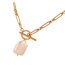 Fashion Gold Titanium Steel Pearl Pendant Ot Buckle Necklace