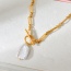 Fashion Gold Titanium Steel Pearl Pendant Ot Buckle Necklace