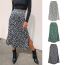 Fashion Dark Green Polyester Leopard Print Slit Skirt