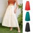Fashion Beige Cotton Printed Lace-up High-waisted Maxi Skirt
