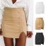 Fashion Khaki Cotton High-waisted Buttoned Slit Skirt