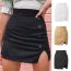 Fashion Black Cotton High-waisted Buttoned Slit Skirt