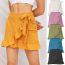 Fashion Yellow Polyester Lace-up Ruffle Skirt