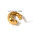 Fashion Gold Stainless Steel Fish-shaped Open Ring With Diamonds