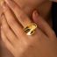 Fashion Gold Stainless Steel Round Pleated Open Ring