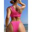 Fashion Rose Red Polyester One-shoulder Hollow Split Swimsuit