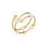 Fashion Gold Stainless Steel Pearl Geometric Open Ring