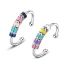 Fashion White Yellow Green Purple Pink Stainless Steel Color Drip Oil Turn Open Ring