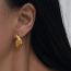 Fashion Gold Titanium Steel Textured Drop-shaped Earrings