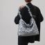 Fashion White Nylon Pleated Large Capacity Shoulder Bag