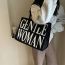 Fashion Black With White Canvas Letter Tote Bag