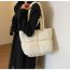 Fashion Off White Fabric Checkered Padded Shoulder Down Bag