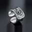 Fashion Vintage Silver Metal Textured Button Wide Ring