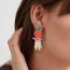Fashion Orange Color Alloy Diamond Parrot Earrings