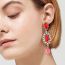 Fashion Red Alloy Diamond Geometric Oval Earrings