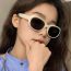 Fashion Solid White Gray Flakes Rice Stud Oval Sunglasses