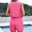 Fashion Rose Red Polyester Buttoned Suit Vest And Shorts Set